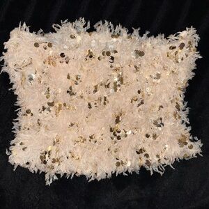 Sequin Feathered Cropped Shirt